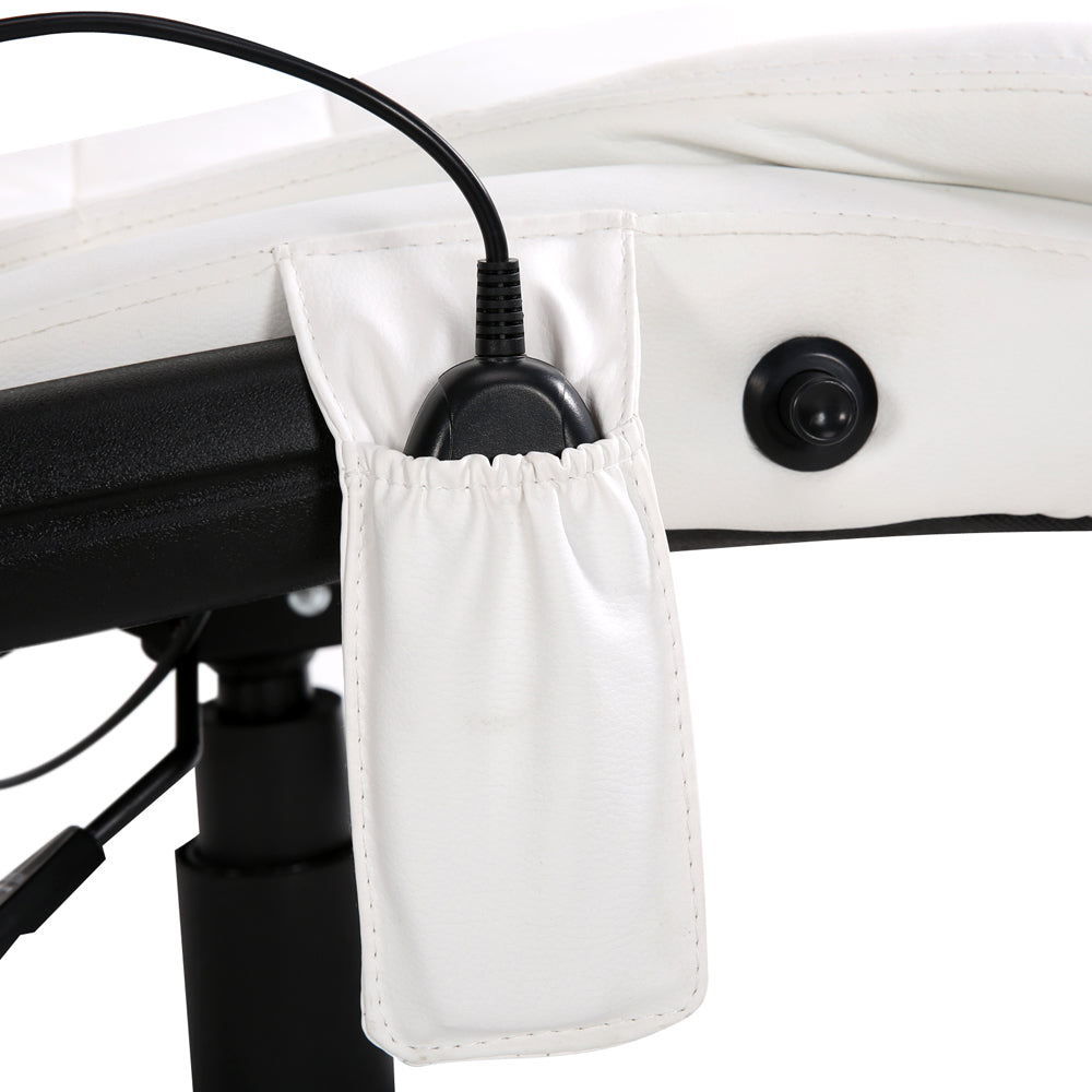 8 Point PU Leather Reclining Massage Chair - White