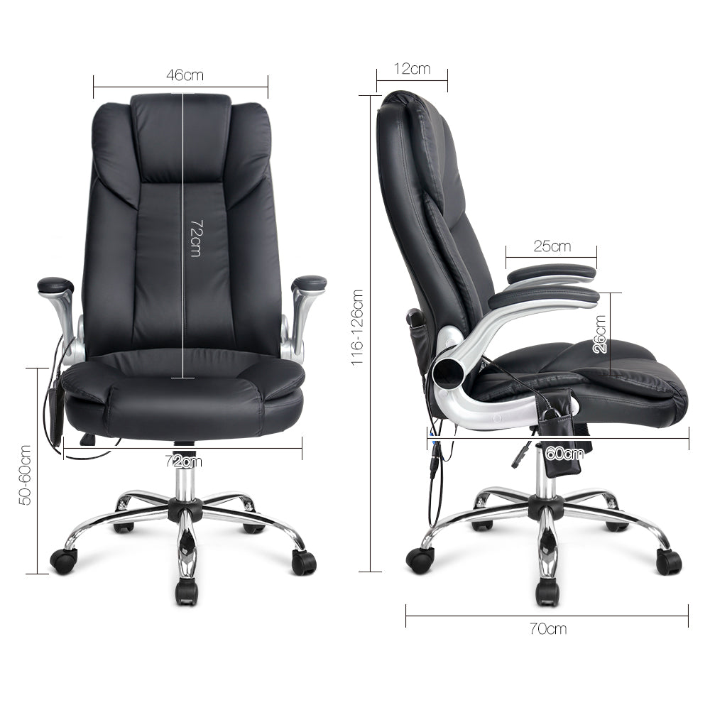 8 Point PU Leather Massage Chair - Black