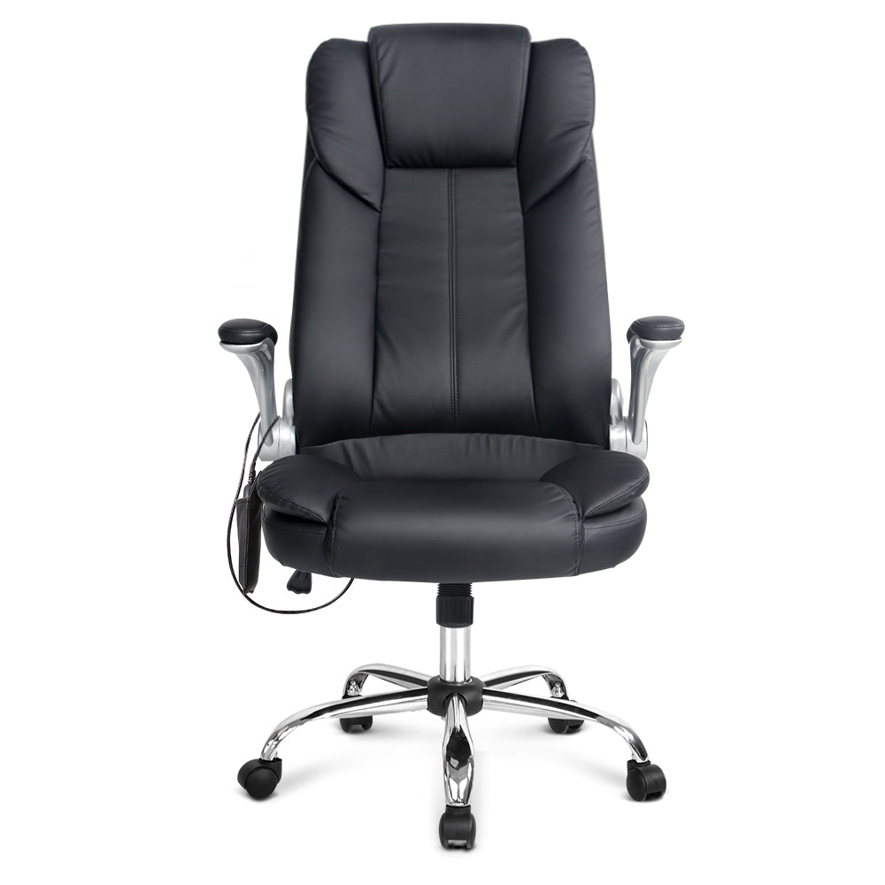 8 Point PU Leather Massage Chair - Black