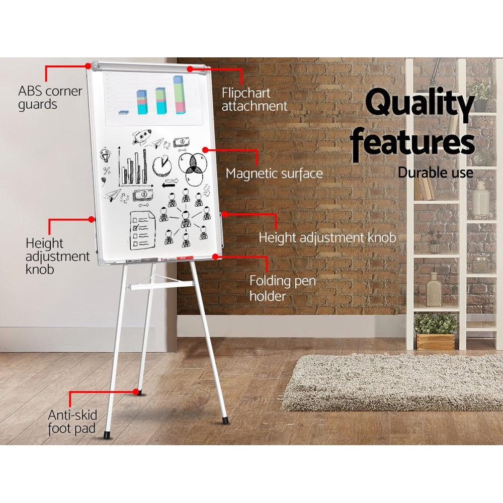 Mobile Whiteboard Portable Stand Tripod Magnetic Flipchart 60x90cm