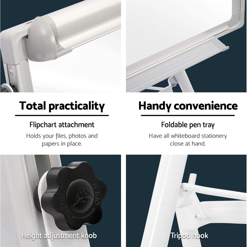 Mobile Whiteboard Portable Stand Tripod Magnetic Flipchart 60x90cm