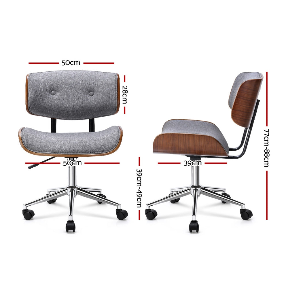 Artiss Wooden Fabric Office Chair Grey