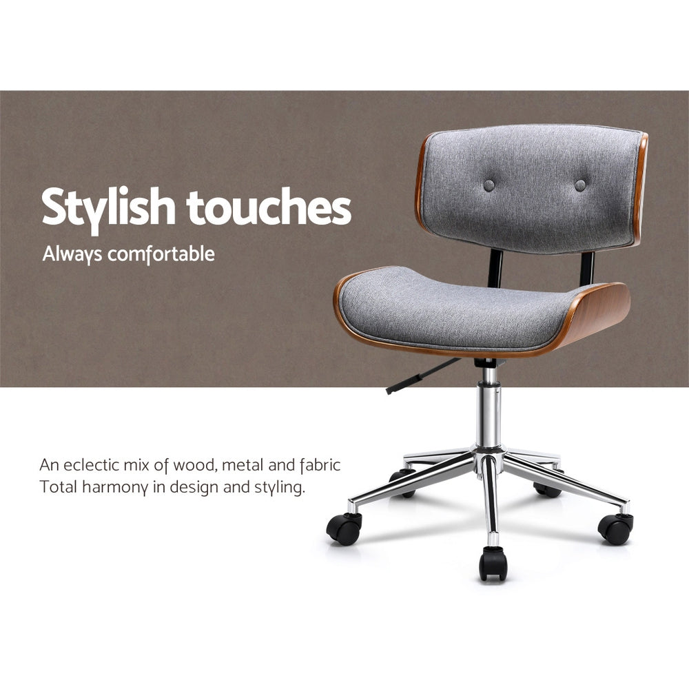 Artiss Wooden Fabric Office Chair Grey