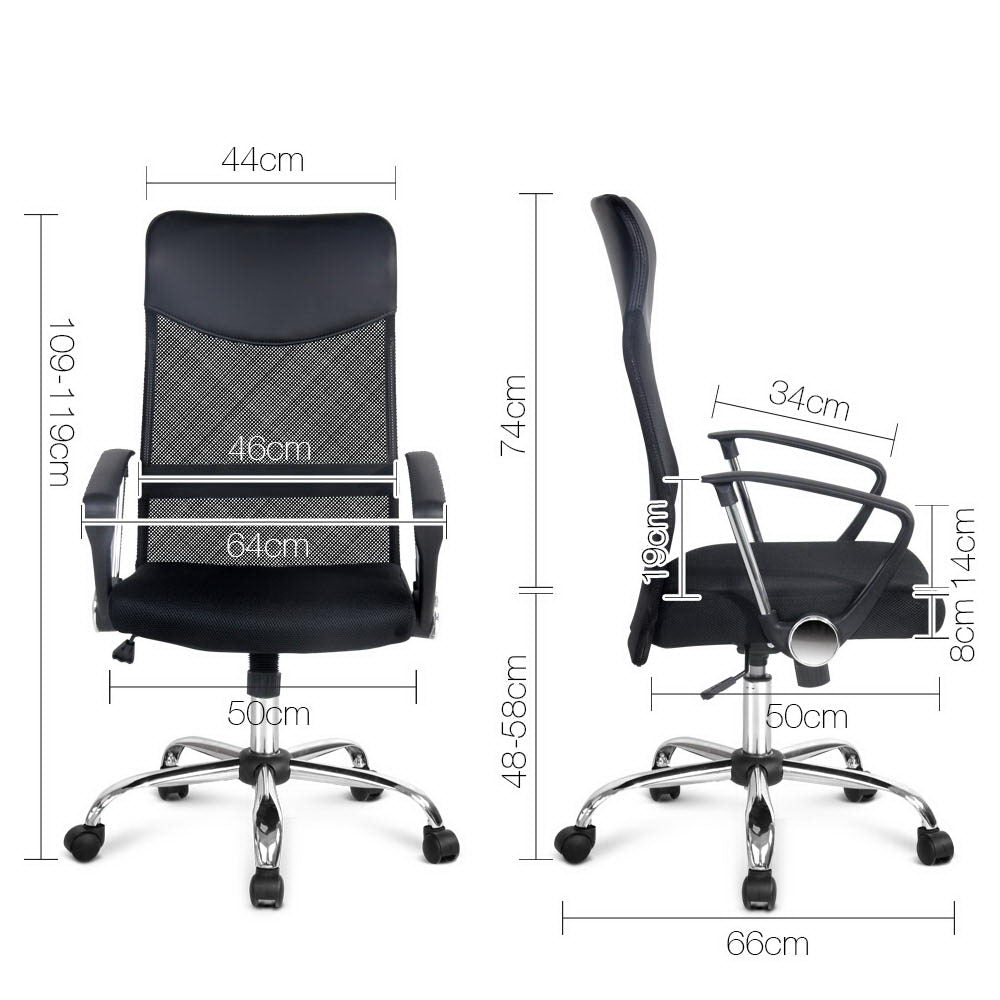 PU Leather Mesh High Back Office Chair - Black