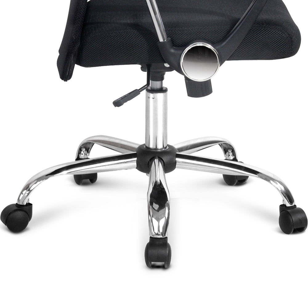 PU Leather Mesh High Back Office Chair - Black