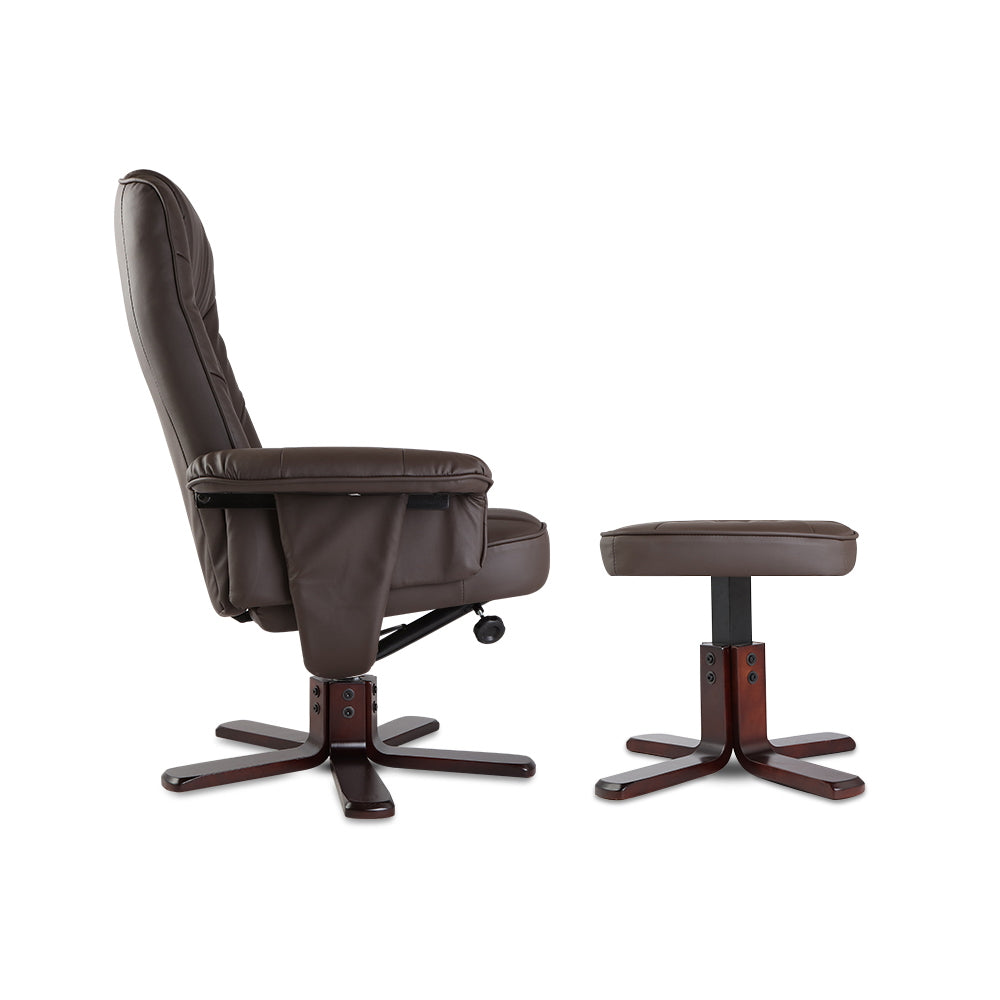 Artiss PU Leather Wood Armchair Recliner - Chocolate