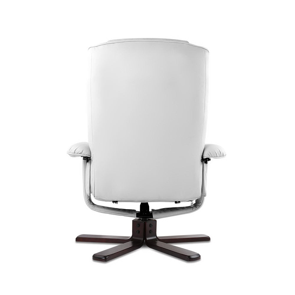 Artiss PU Leather Wood Armchair Recliner - White