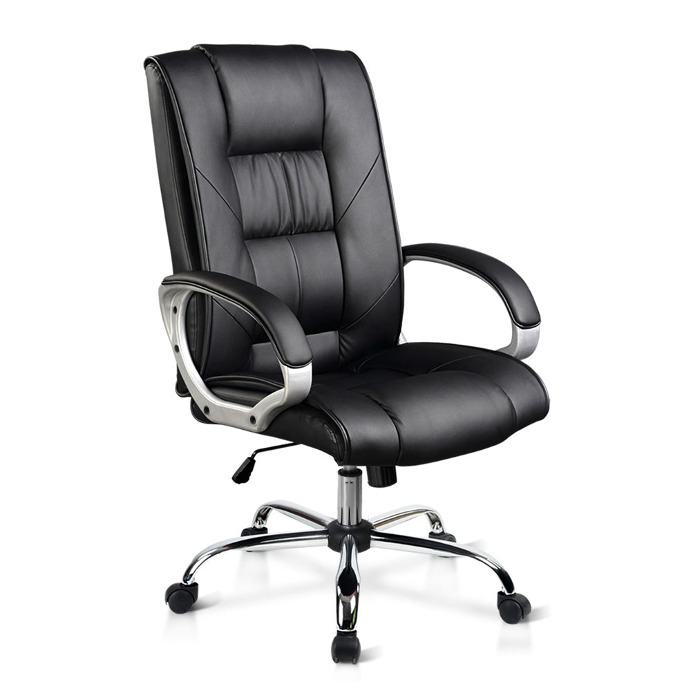 Executive PU Leather Office Desk Computer Chair - Black