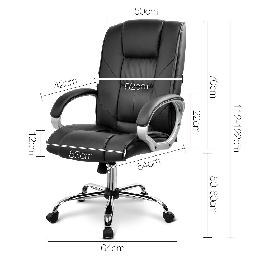 Artiss Everset Office Chair Leather Seating Black