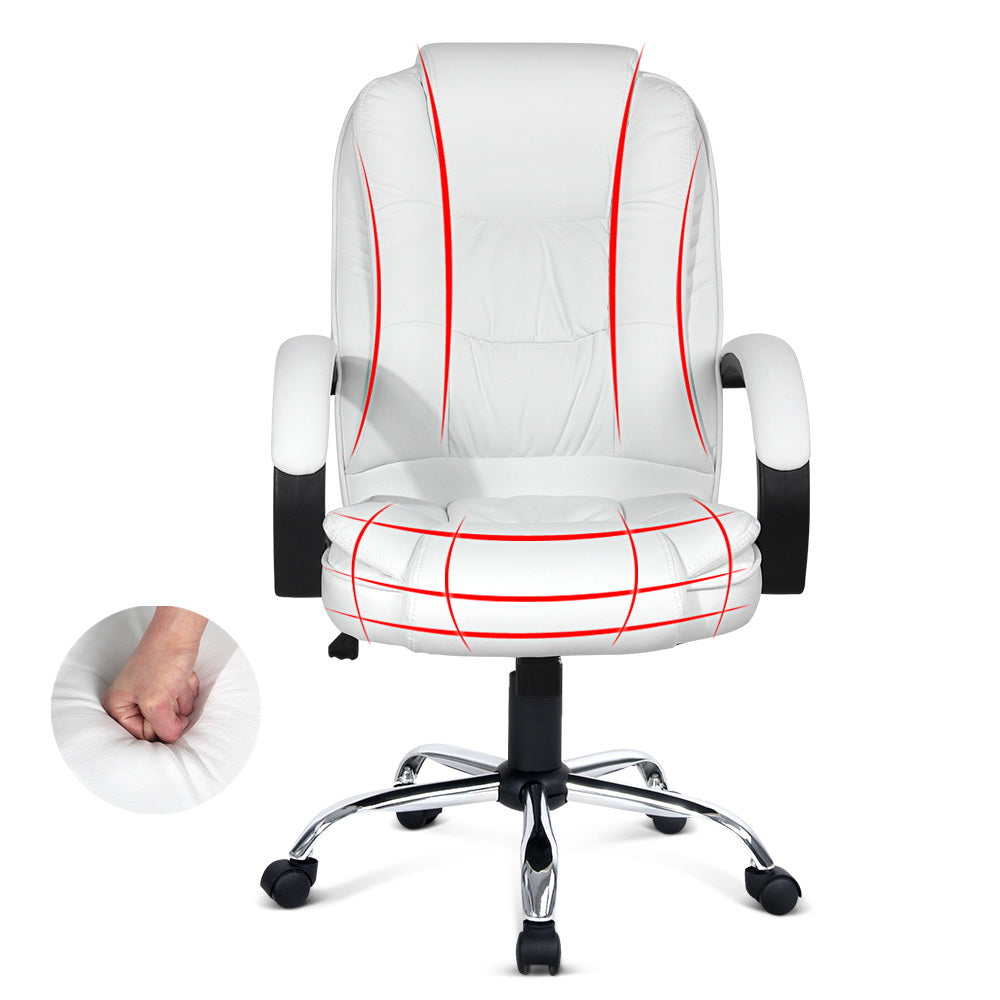 Artiss Office Chair Gaming Computer Chairs Executive PU Leather Seating White