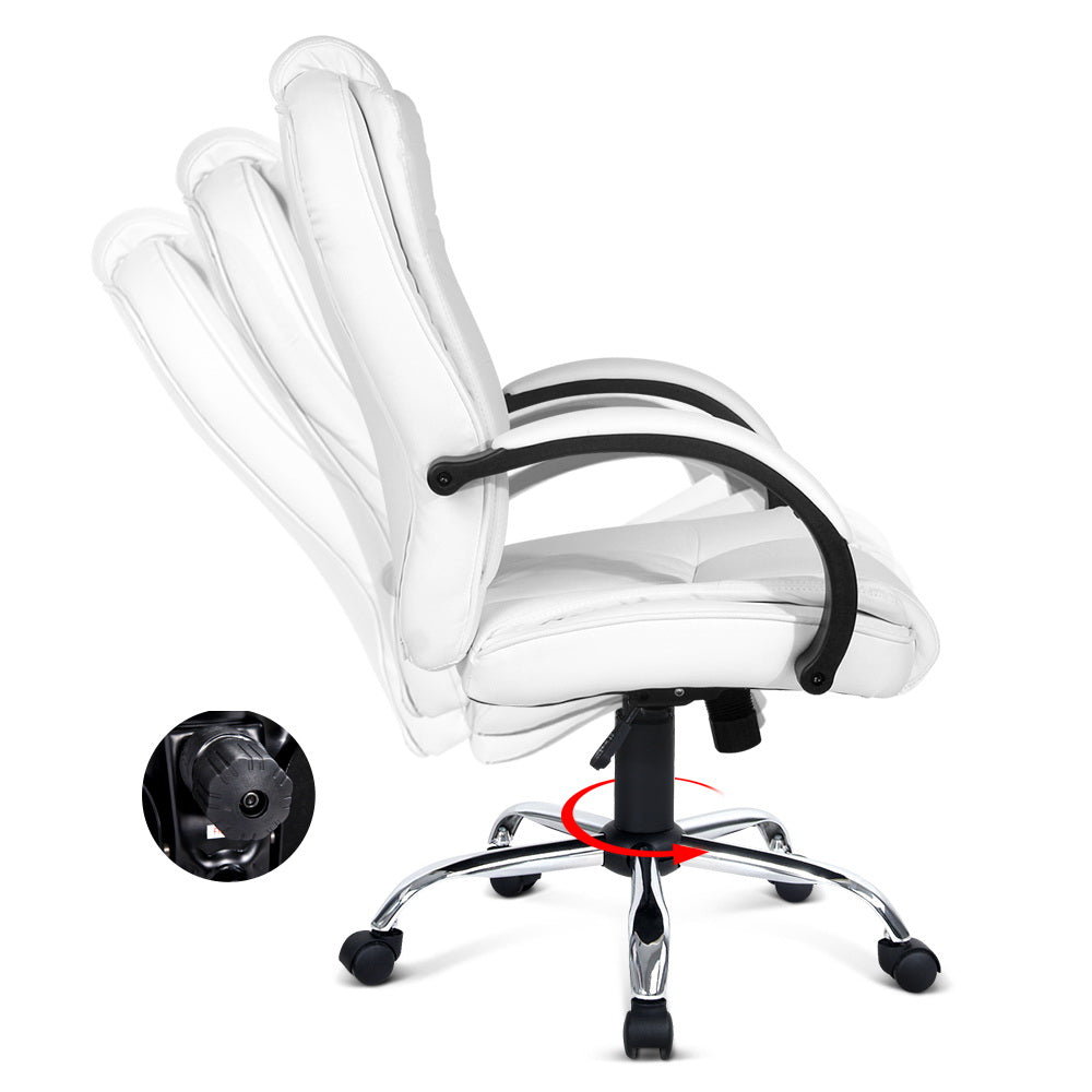 Artiss Office Chair Gaming Computer Chairs Executive PU Leather Seating White