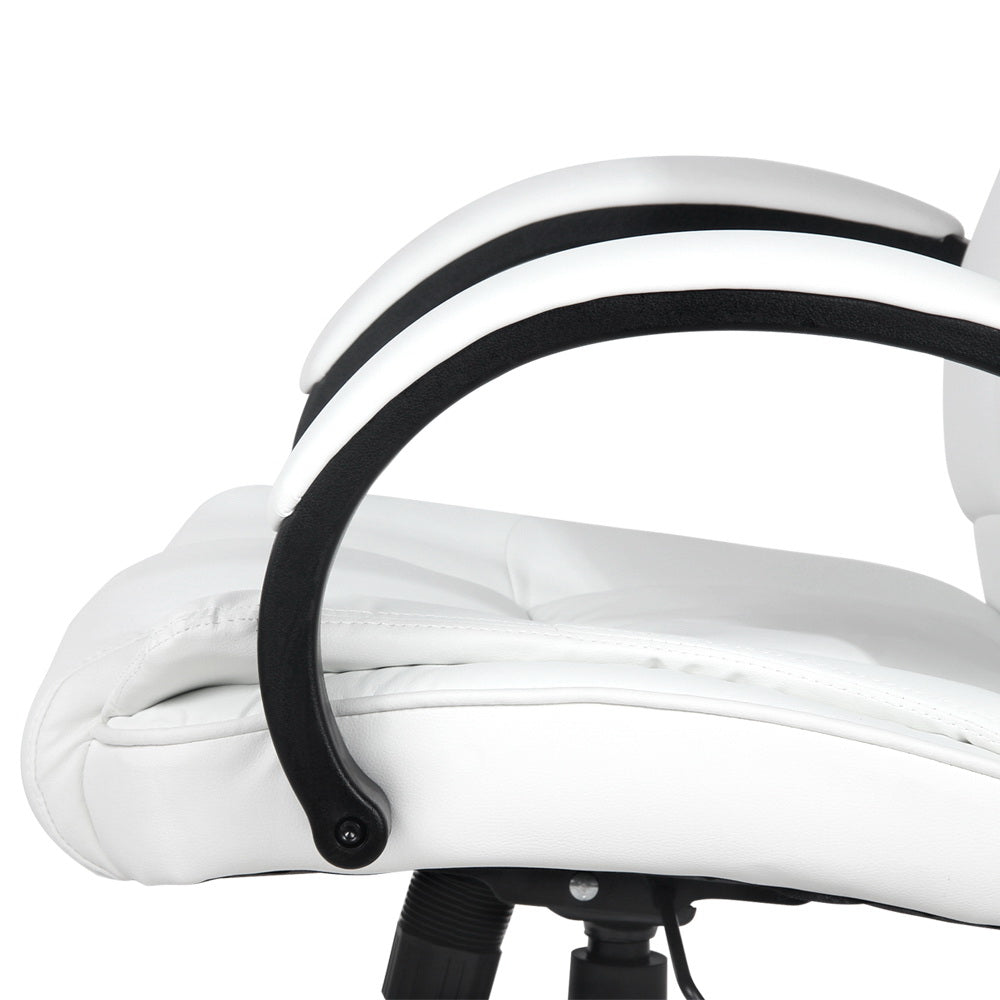 Artiss Office Chair Gaming Computer Chairs Executive PU Leather Seating White