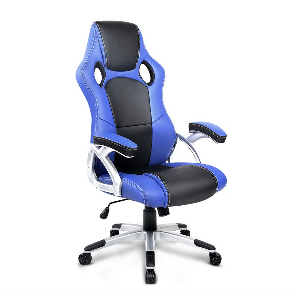 Artiss PU Leather Padded Office Desk Computer Chair - Blue