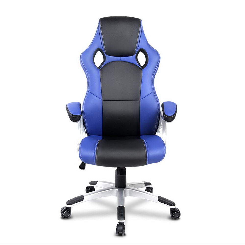 Artiss PU Leather Padded Office Desk Computer Chair - Blue