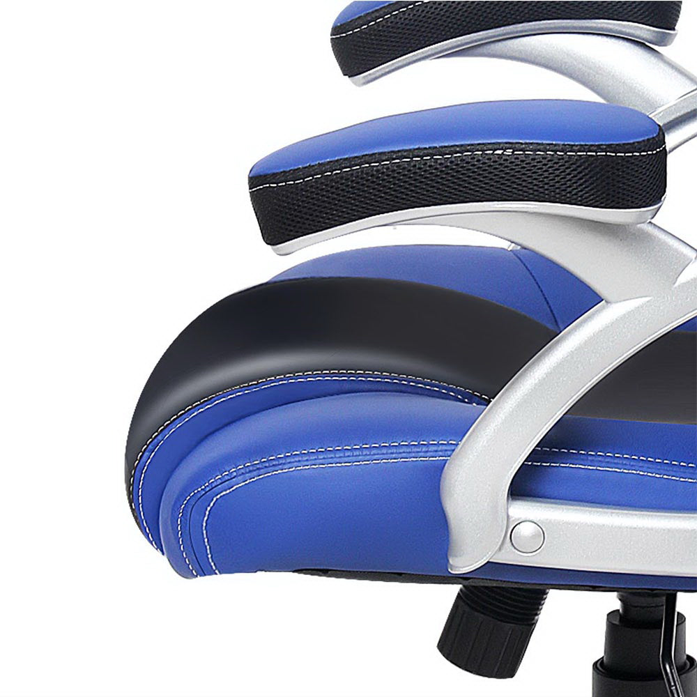 Artiss PU Leather Padded Office Desk Computer Chair - Blue
