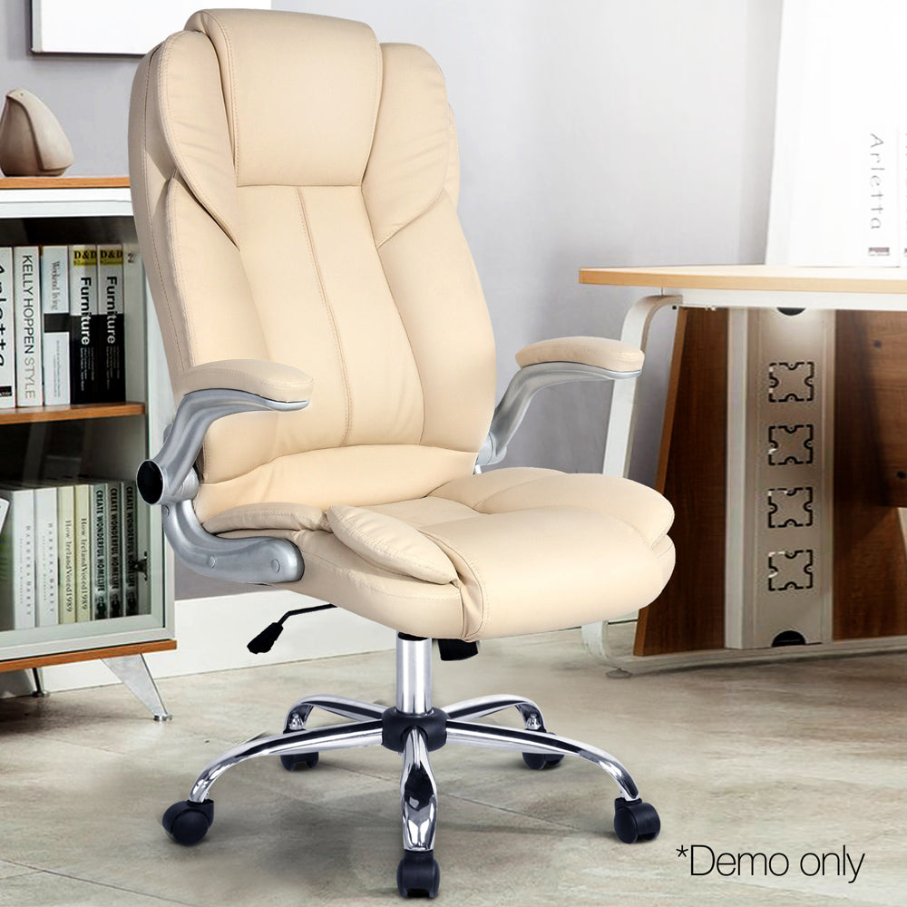 Artiss Kea Executive Office Chair Leather Beige