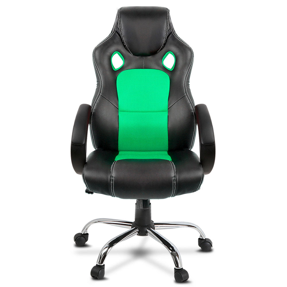 Racing Style PU Leather Office Desk Chair - Green