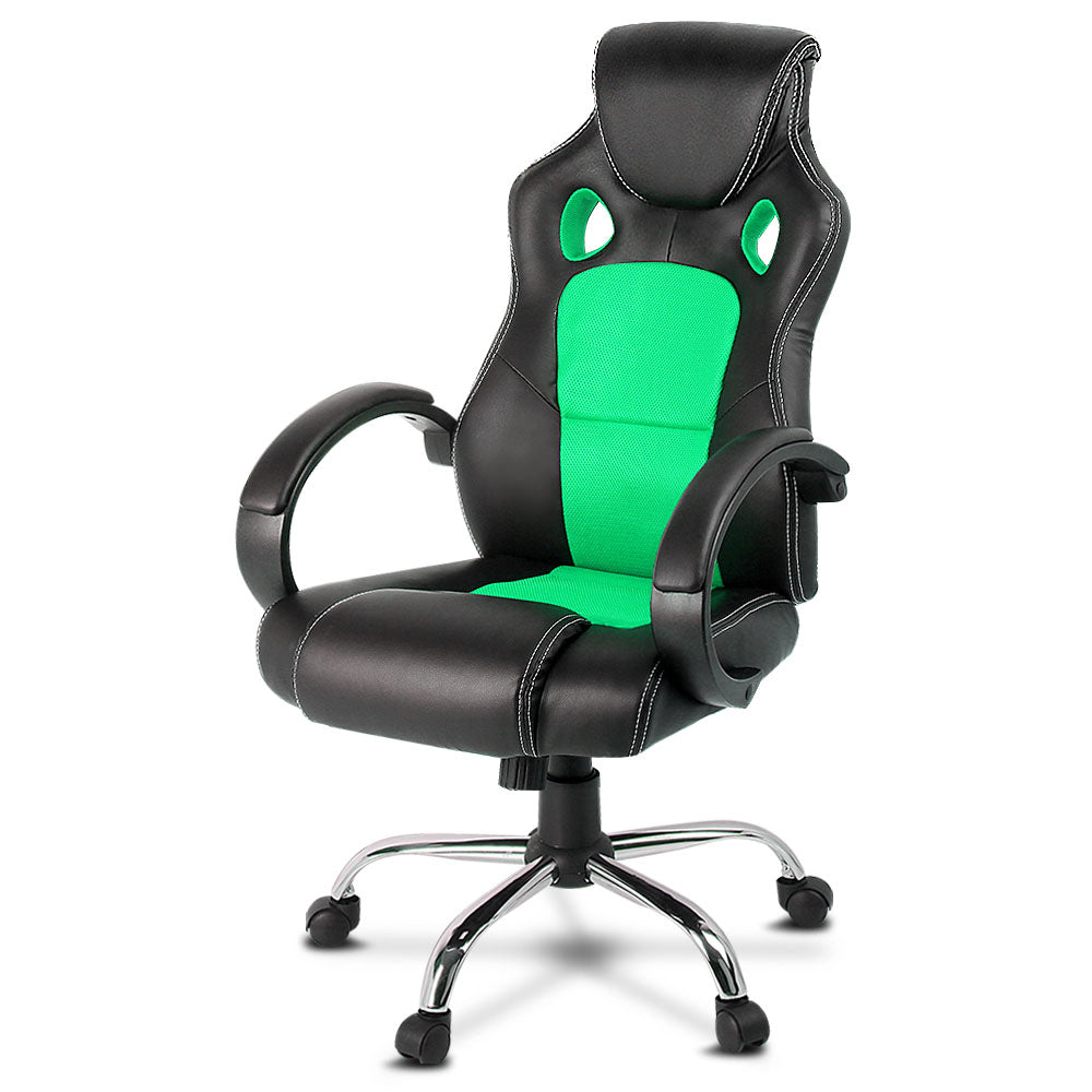 Racing Style PU Leather Office Desk Chair - Green