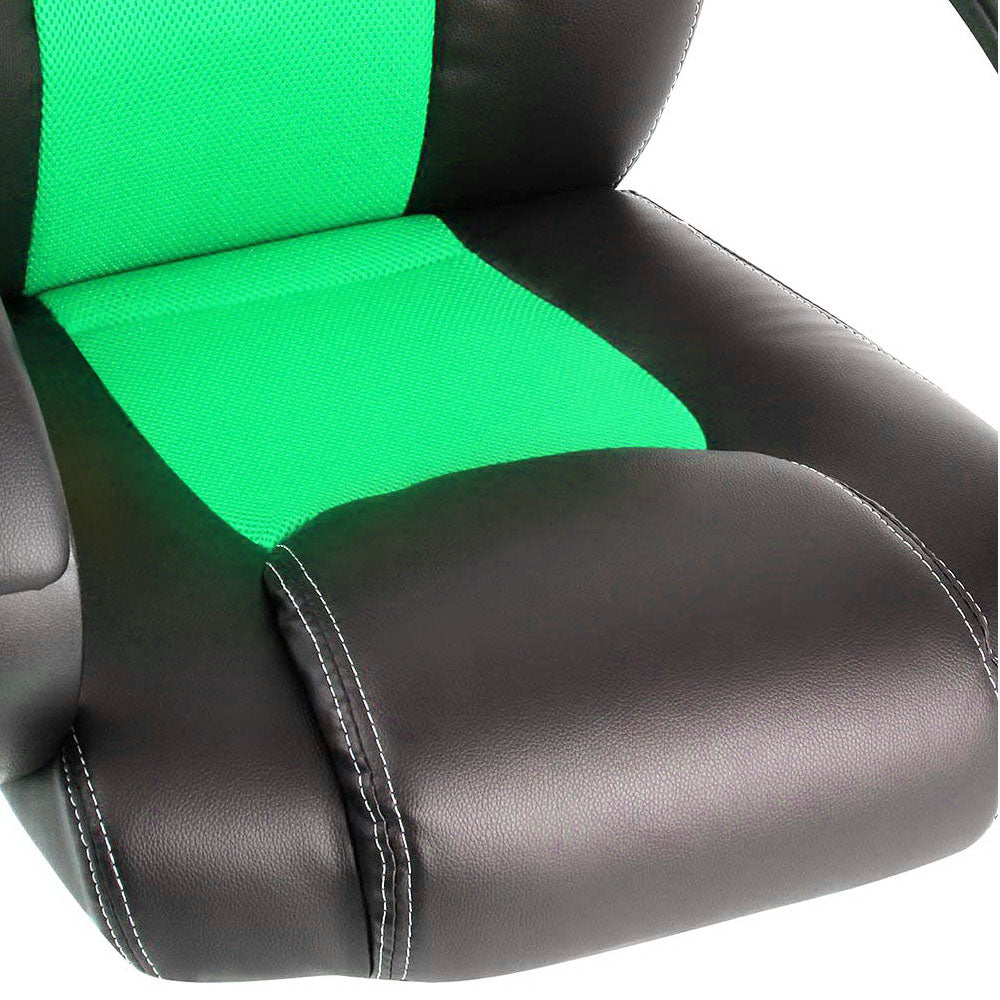 Racing Style PU Leather Office Desk Chair - Green