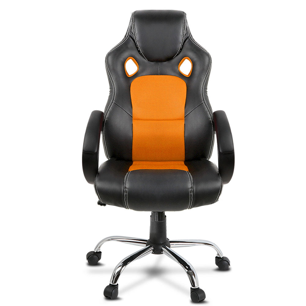 Racing Style PU Leather Office Desk Chair - Orange