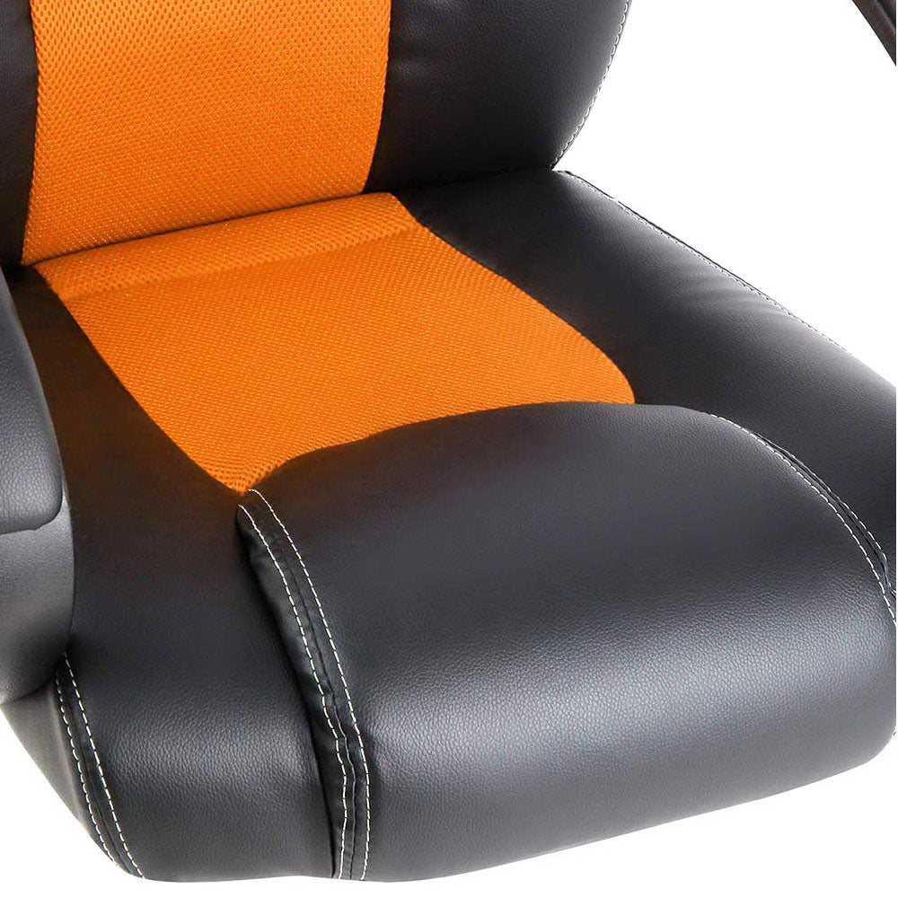 Racing Style PU Leather Office Desk Chair - Orange