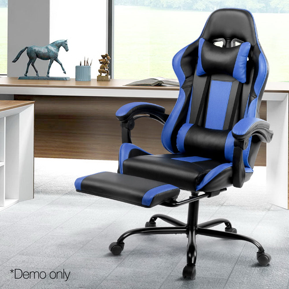 Gaming Office Chair Computer Seating Racer Black and Blue