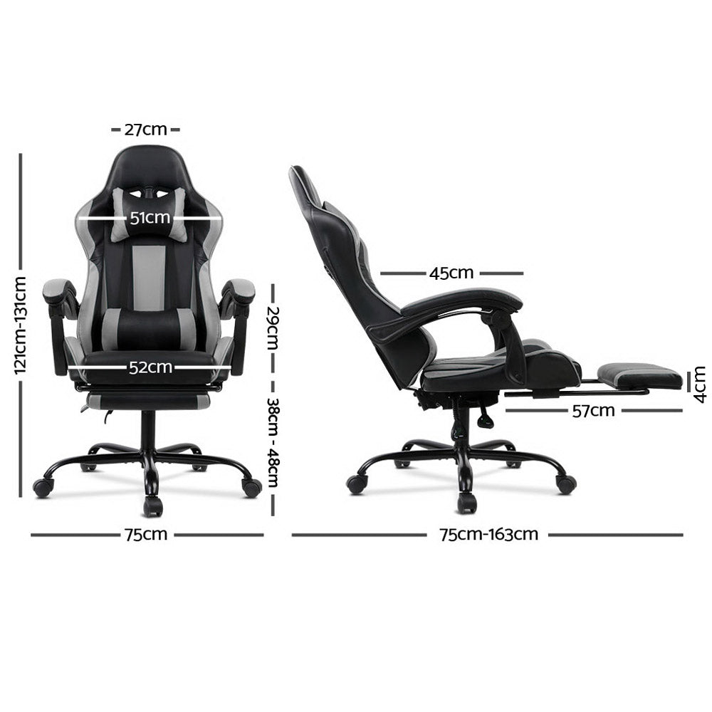 Gaming Office Chair Computer Seating Racer Black and Grey