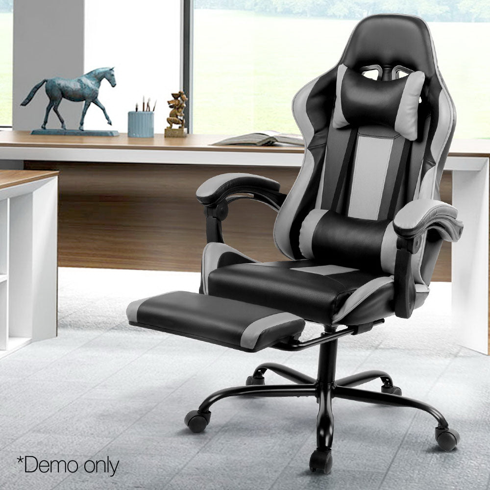 Gaming Office Chair Computer Seating Racer Black and Grey