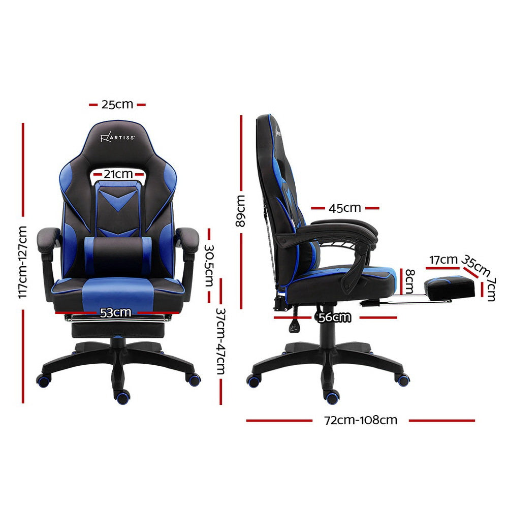 Artiss Office Chair Computer Desk Gaming Chair Study Home Work Recliner Black Blue
