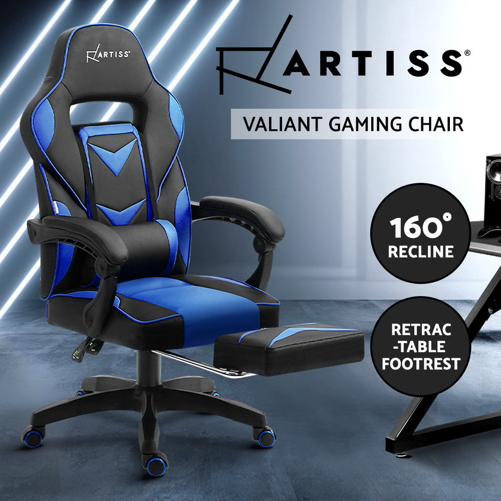 Artiss Office Chair Computer Desk Gaming Chair Study Home Work Recliner Black Blue
