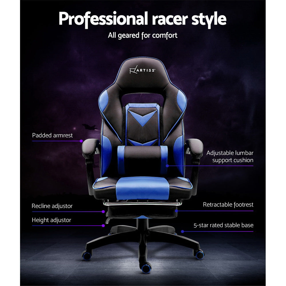 Artiss Office Chair Computer Desk Gaming Chair Study Home Work Recliner Black Blue