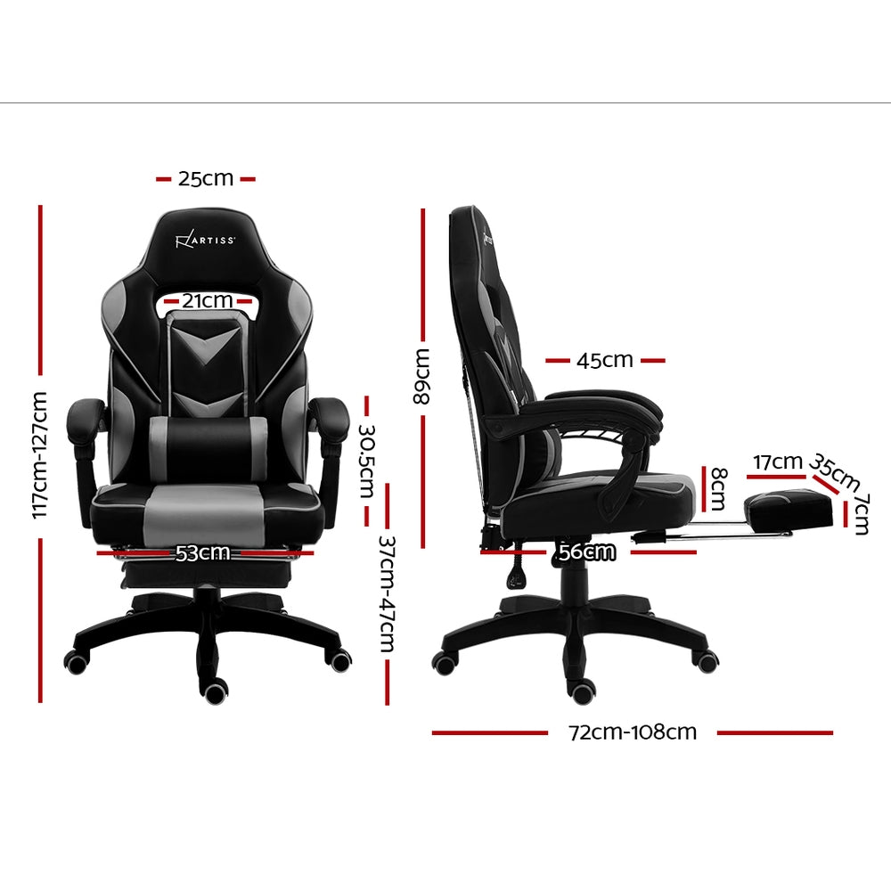 Artiss Office Chair Computer Desk Gaming Chair Study Home Work Recliner Black Grey
