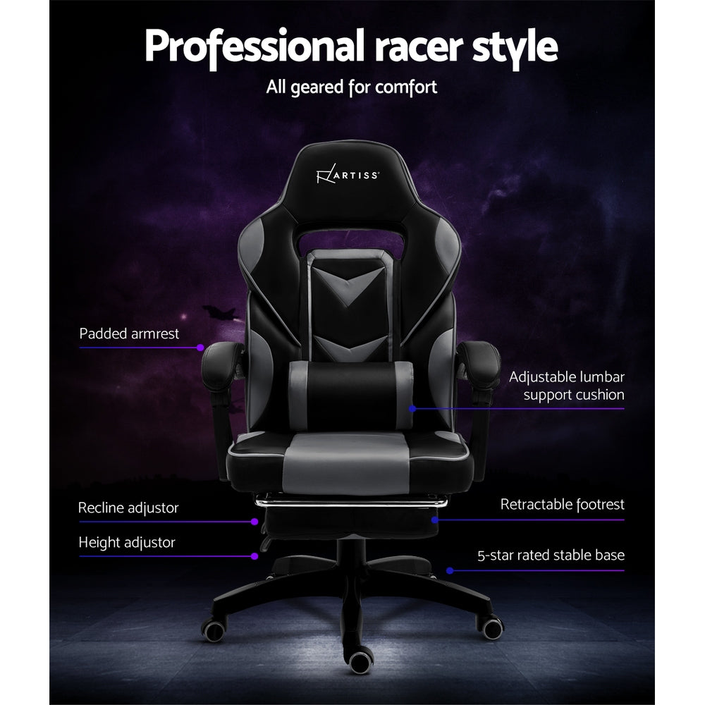 Artiss Office Chair Computer Desk Gaming Chair Study Home Work Recliner Black Grey