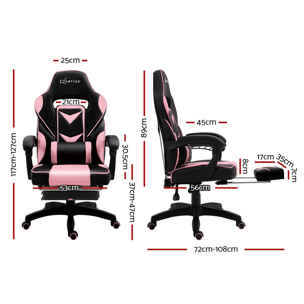 Artiss Office Chair Computer Desk Gaming Chair Study Home Work Recliner Black Pink