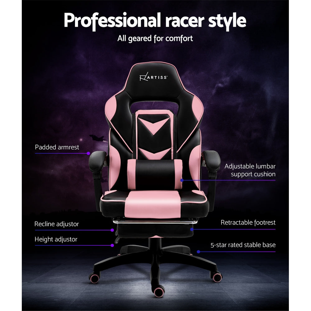 Artiss Office Chair Computer Desk Gaming Chair Study Home Work Recliner Black Pink
