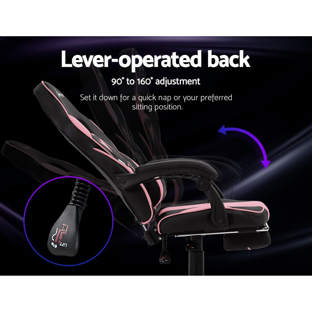 Artiss Office Chair Computer Desk Gaming Chair Study Home Work Recliner Black Pink