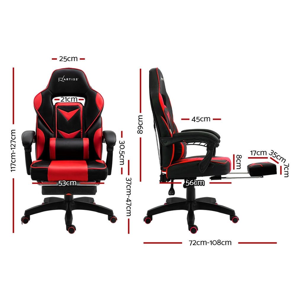 Artiss Office Chair Computer Desk Gaming Chair Study Home Work Recliner Black Red