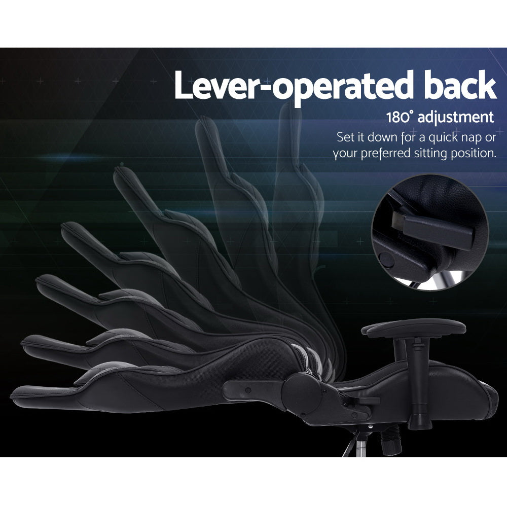 Artiss Gaming Office Chair Computer Chairs Leather Seat Racer Racing Meeting Chair Black