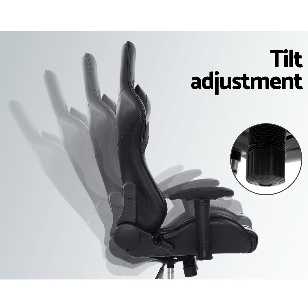 Artiss Gaming Office Chair Computer Chairs Leather Seat Racer Racing Meeting Chair Black