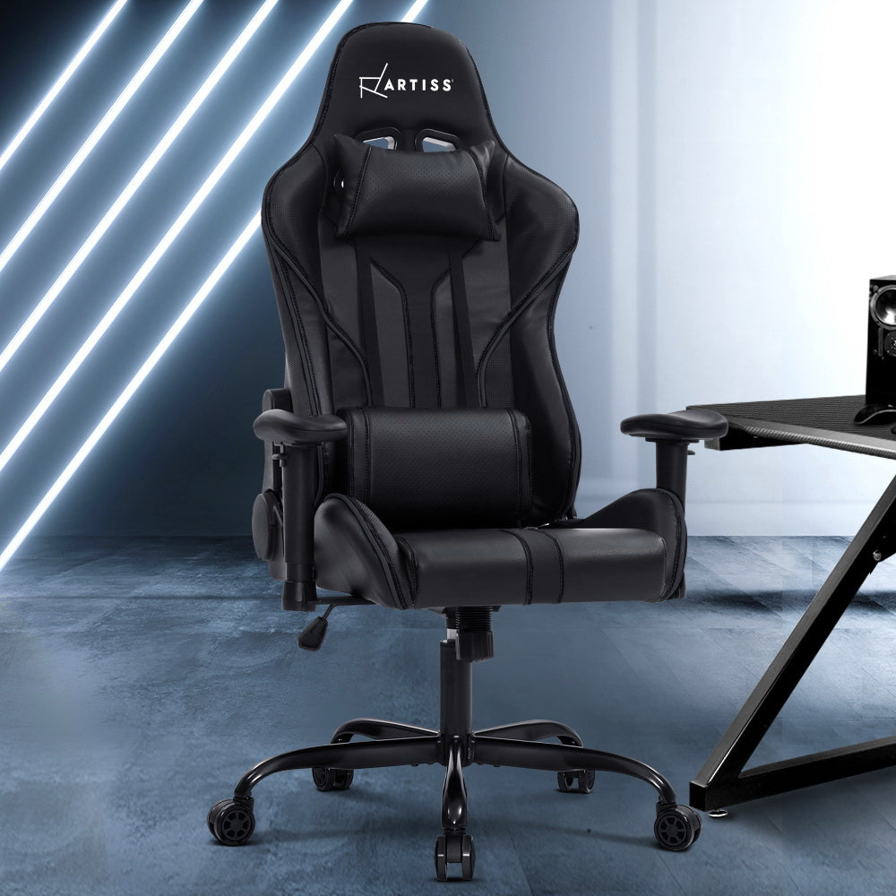 Artiss Gaming Office Chair Computer Chairs Leather Seat Racer Racing Meeting Chair Black