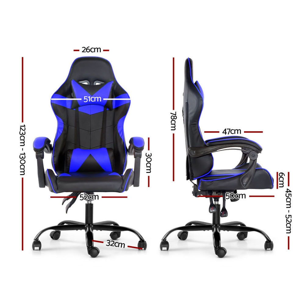 Artiss Gaming Office Chairs Computer Seating Racing Recliner Racer Black Blue