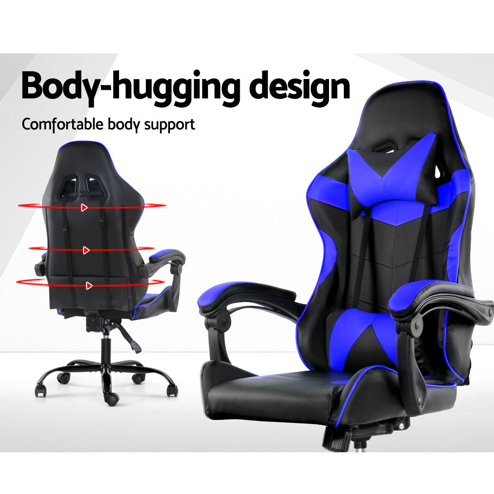 Artiss Gaming Office Chairs Computer Seating Racing Recliner Racer Black Blue