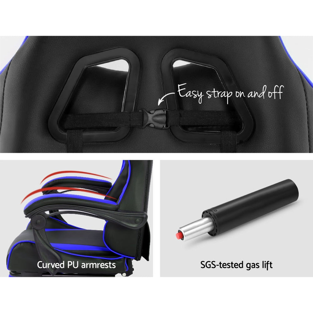 Artiss Gaming Office Chairs Computer Seating Racing Recliner Racer Black Blue