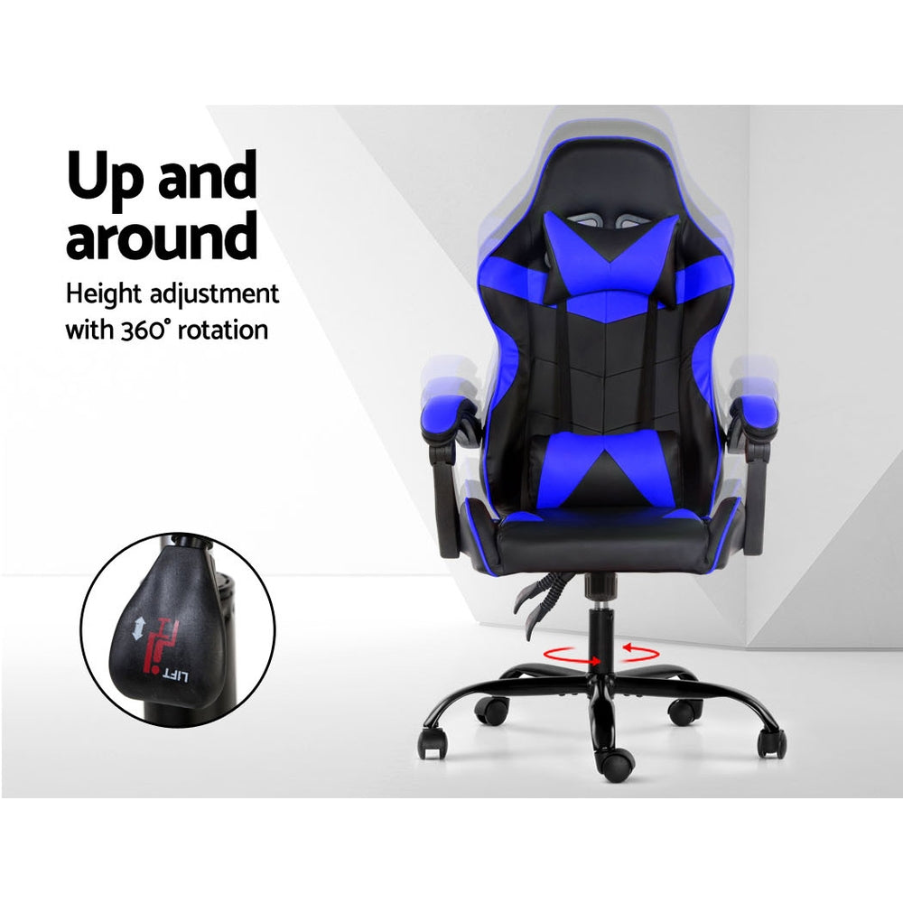 Artiss Gaming Office Chairs Computer Seating Racing Recliner Racer Black Blue