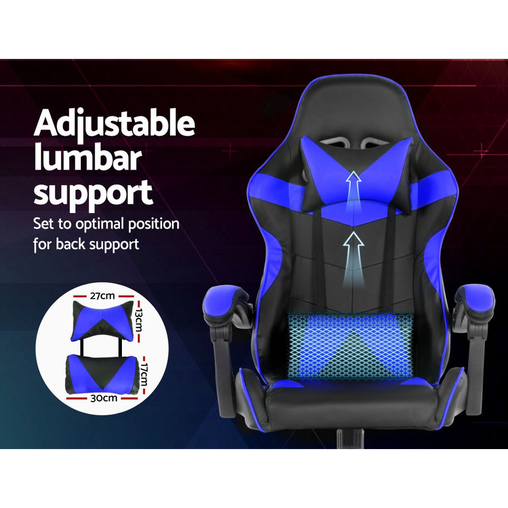 Artiss Gaming Office Chairs Computer Seating Racing Recliner Racer Black Blue