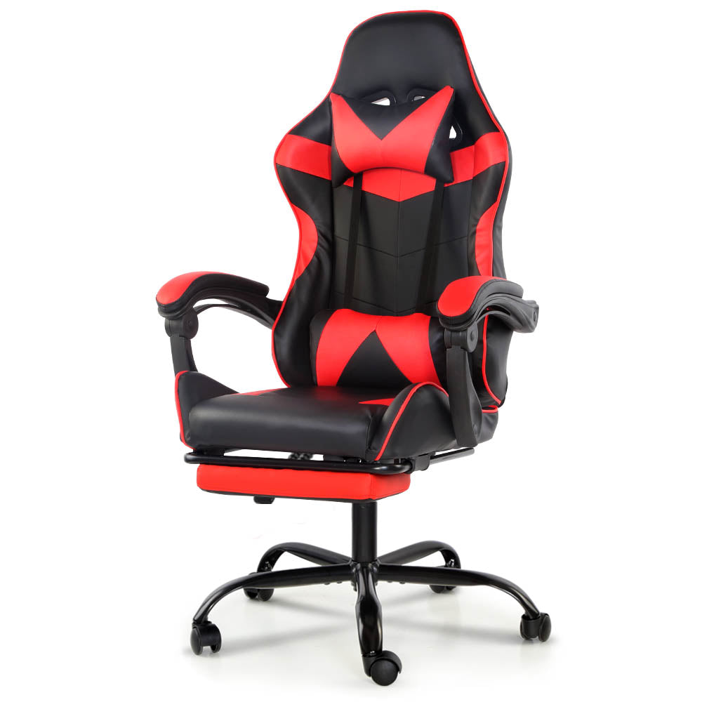 Artiss Gaming Office Chairs Computer Seating Racing Recliner Footrest Black Red