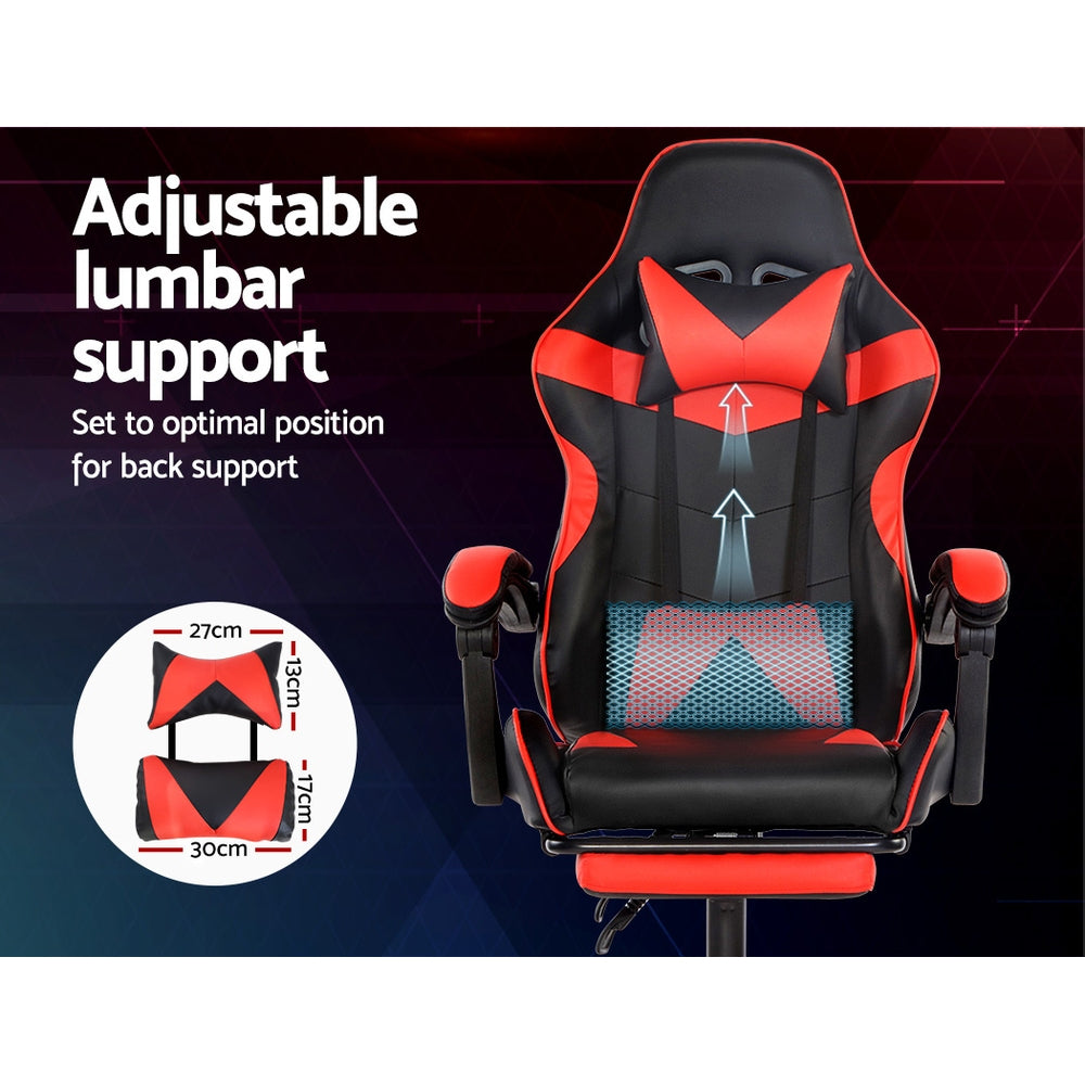 Artiss Gaming Office Chairs Computer Seating Racing Recliner Footrest Black Red