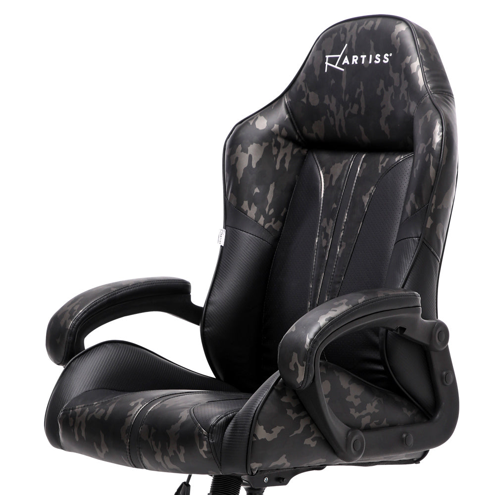 Artiss Gaming Office Chair Computer Chairs Leather Seat Racing Racer Meeting Chair Grey Camouflage
