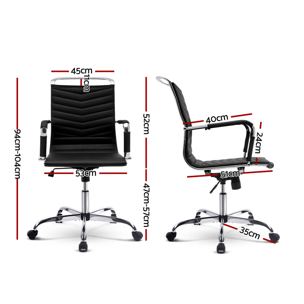 Eames Replica Office Chair Executive Mid Back Seating PU Leather Black