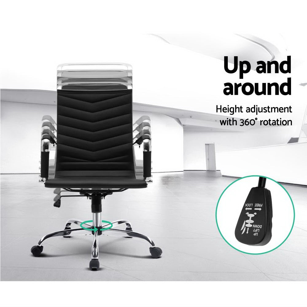 Eames Replica Office Chair Executive Mid Back Seating PU Leather Black